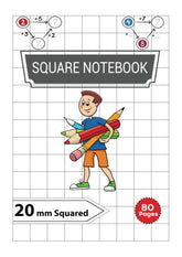 20 mm Square Notebook: Maths Exercise Book 20mm Squares A4 | Back to School Notebooks A4 with Large Squares for Kids | White Cover